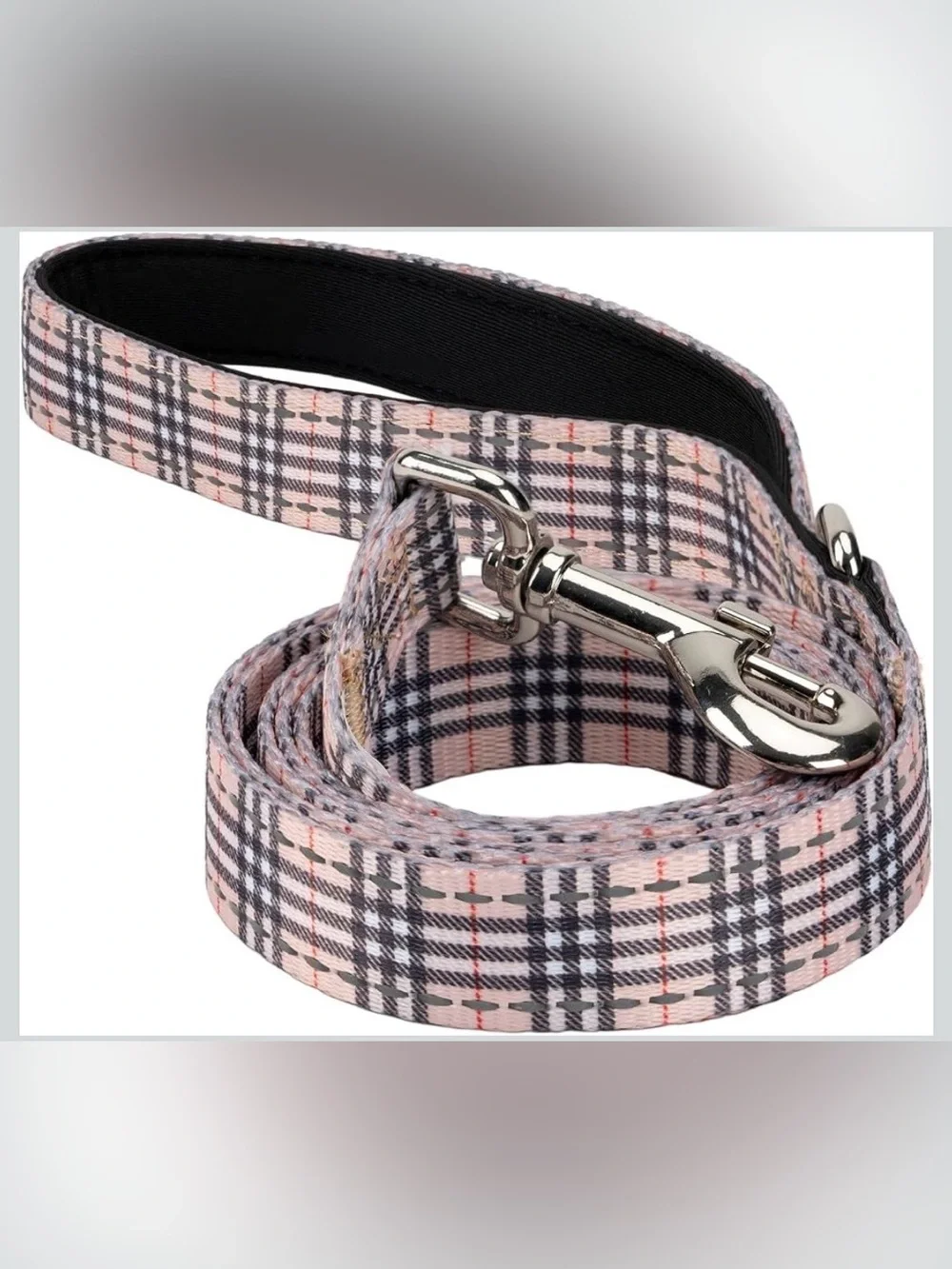 EcoBark Teacup Dog Leash, Soft & Reflective Toy Breed Leashes, Tan Plaid Strong